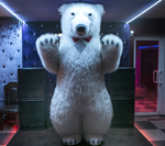Шоу с огромным белым медведем (ростовая кукла) в ночном клубе Сова (23 ноября 2019)